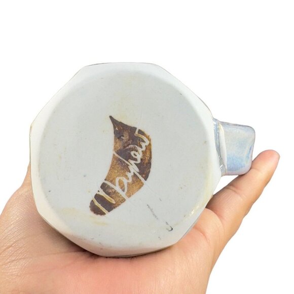 Primitive Style Hand Made Pottery Coffee Mug Cup Drip Glaze Signed By Artist VTG - Picture 3 of 15
